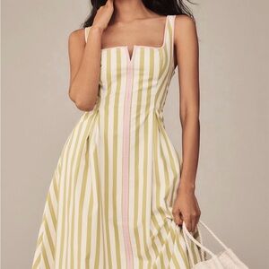 Maeve Sleeveless Notched Square-Neck
Midi Dress